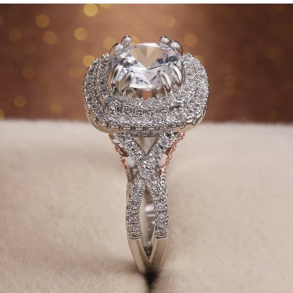 Gorgeous 925 Silver Rings Round Cut White Sapphire - Picture 6 of 9